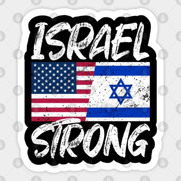 Israel Strong Israeli American Flag Sticker by Bunny Prince Design